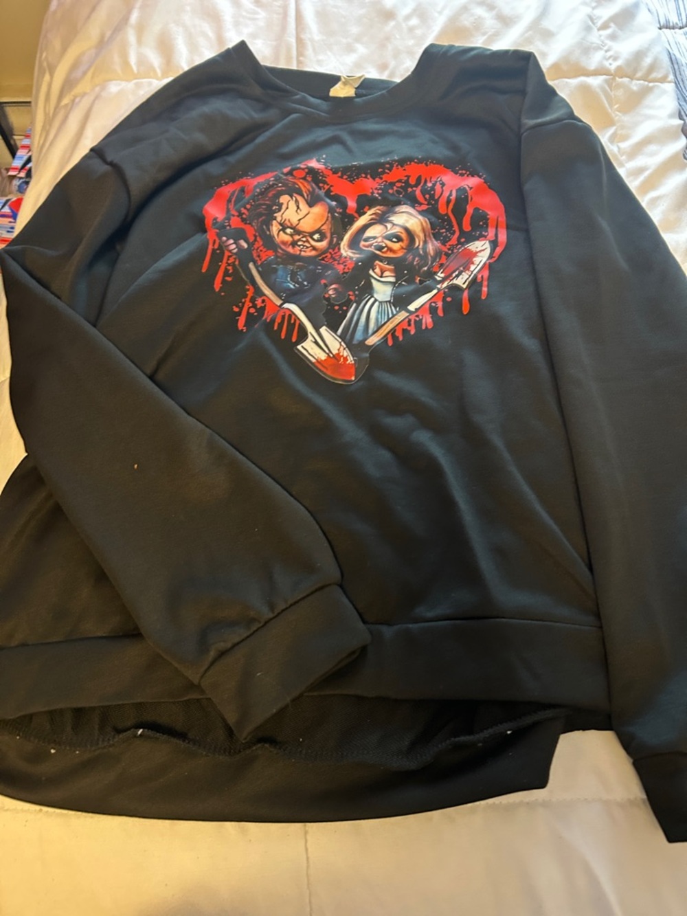 Black Horror Heart Graphic Sweatshirt